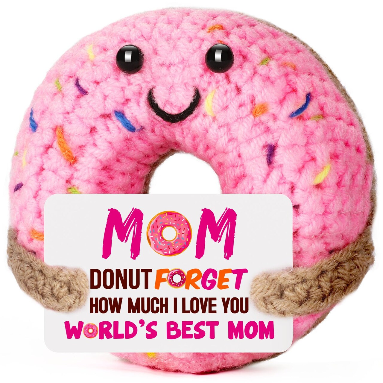 Mom Gifts for Mothers Day - Funny Mother's Day Birthday Handmade Crochet Donut Gift for Mom Mama Mother Mommy from Daughter Son Best Mothers Ever Gifts